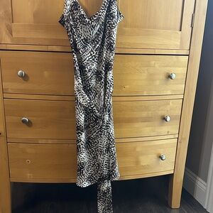 Express Black and White Asymmetrical Dress